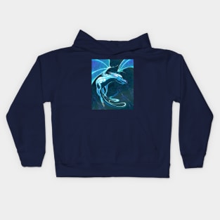 White dragon flying in the storm Kids Hoodie